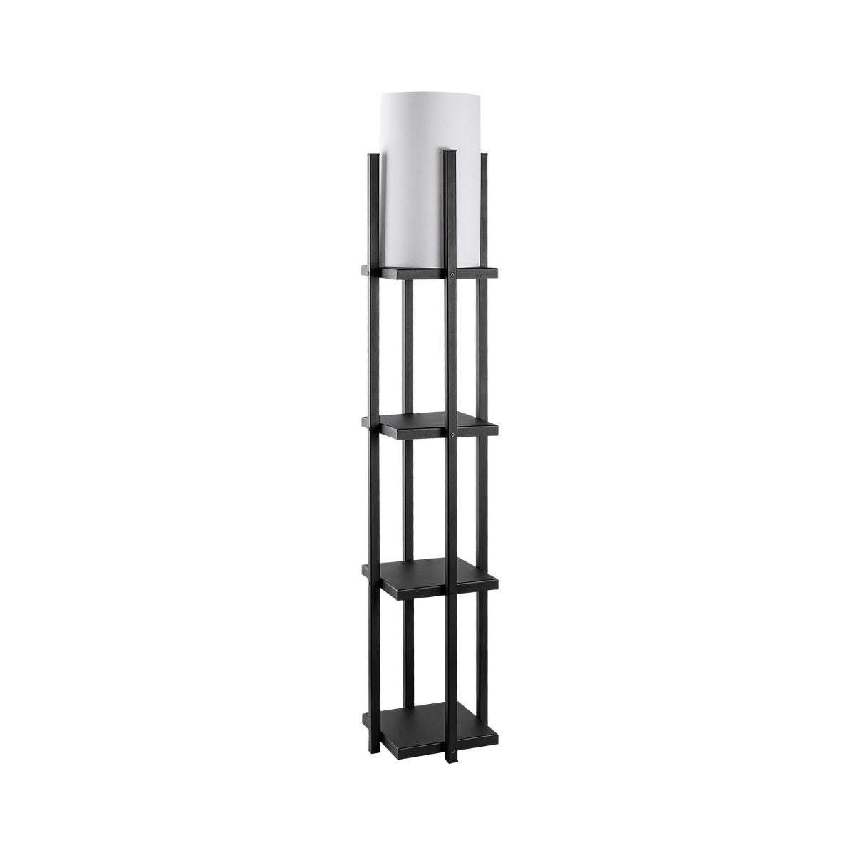 Lampadar-etajera negru/alb metal si textil 7111, inaltime 130 cm, 1, hectarul.ro