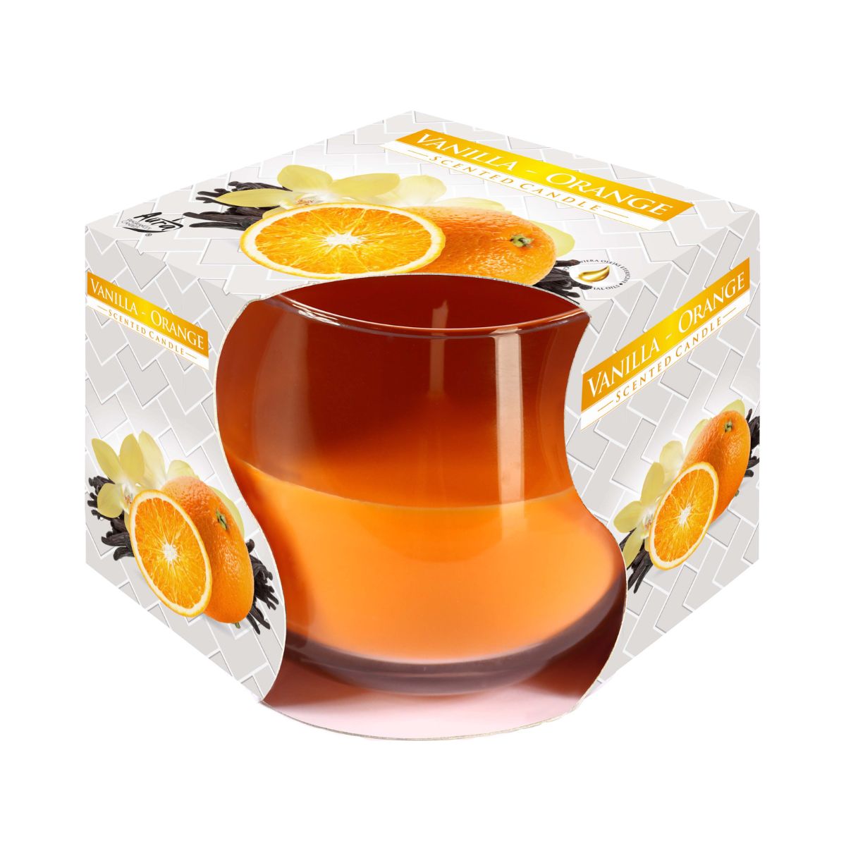 Lumanare parfumata in suport de sticla, aroma vanilie-portocala Cosy&Trendy, 1, hectarul.ro