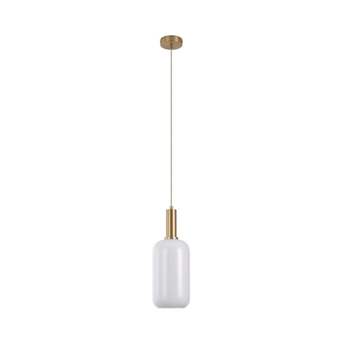 Lustra cilindrica alb/auriu din sticla alba si otel Ø13 cm Luton House Nordic, 1, hectarul.ro