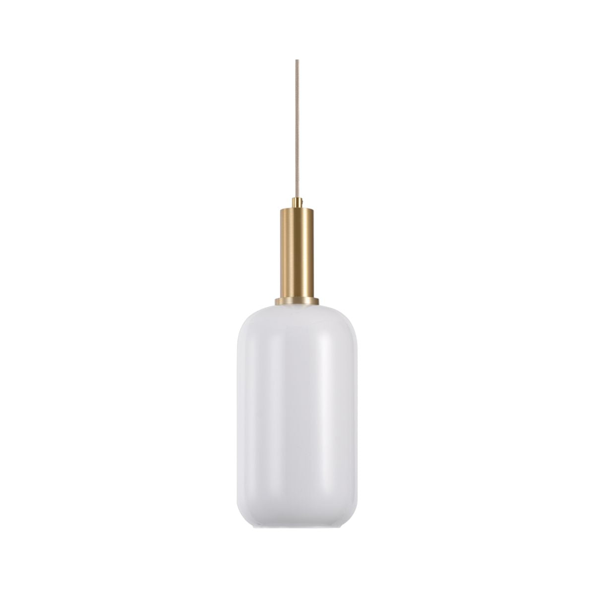 Lustra cilindrica alb/auriu din sticla alba si otel Ø13 cm Luton House Nordic