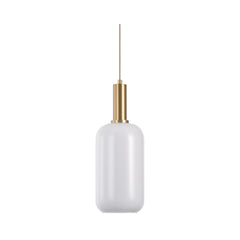 Lustra cilindrica alb/auriu din sticla alba si otel Ø13 cm Luton House Nordic