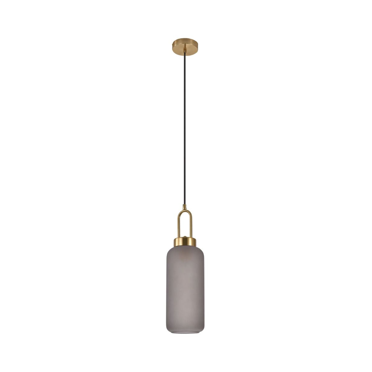 Lustra cilindrica gri/auriu din sticla furmurie mata si otel Ø13 cm Luton House Nordic