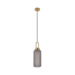 Lustra cilindrica gri/auriu din sticla furmurie mata si otel Ø13 cm Luton House Nordic