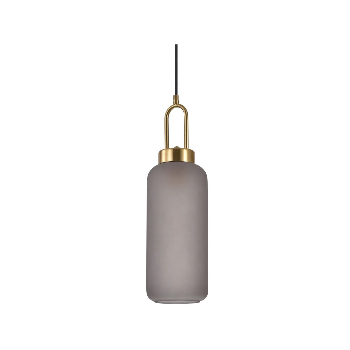 Lustra cilindrica gri/auriu din sticla furmurie mata si otel Ø13 cm Luton House Nordic