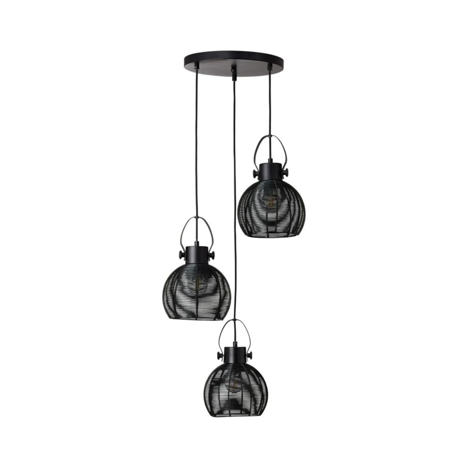 Lustra neagra din metal cu 3 becuri Sambo 45 cm Brilliant, 1, hectarul.ro