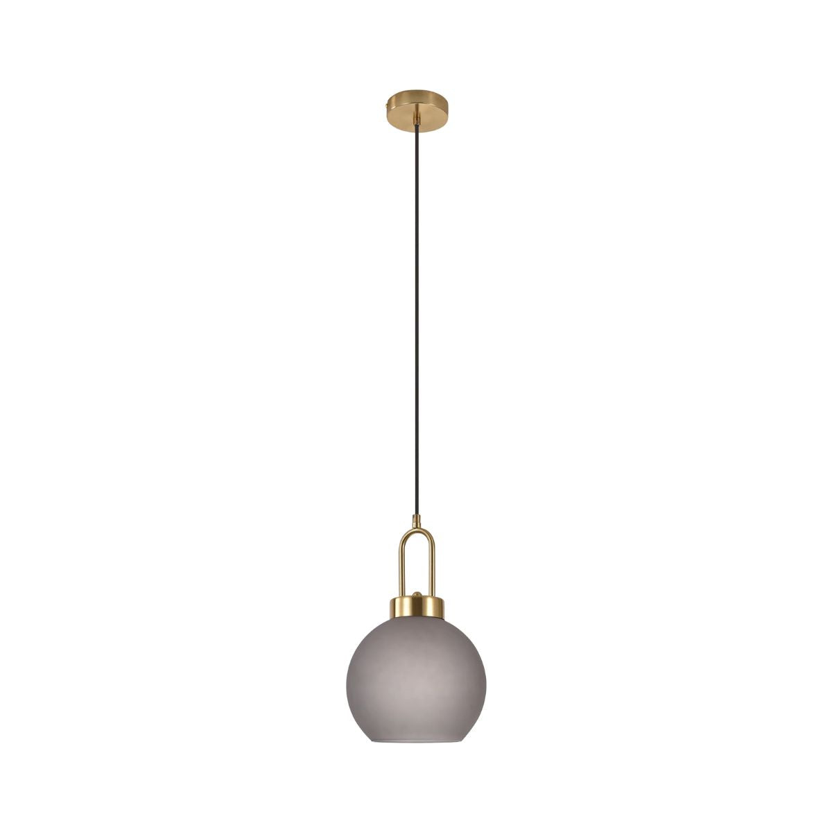Lustra sferica gri/auriu din sticla furmurie mata si otel Ø20 cm Luton House Nordic, 1, hectarul.ro