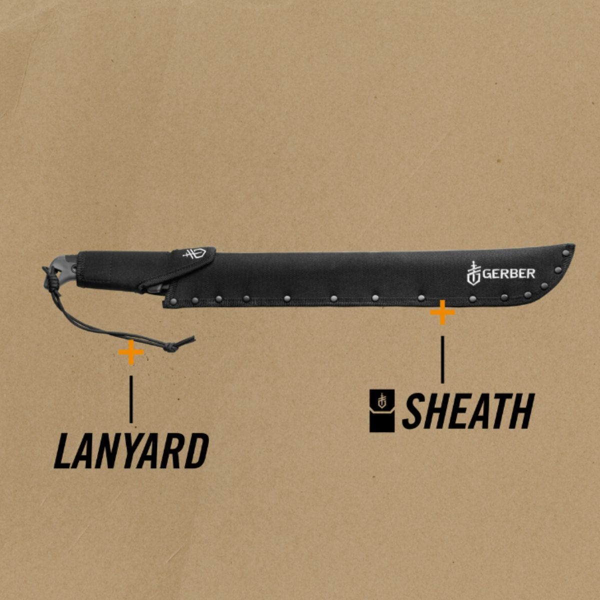 Maceta Gerber cu teaca de nailon, lungime lama 45 cm, Gator Bush Machete, otel carbon, 31-002848