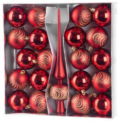 MagicHome Globuri de Craciun, set, 21 buc, 6 cm, rosu