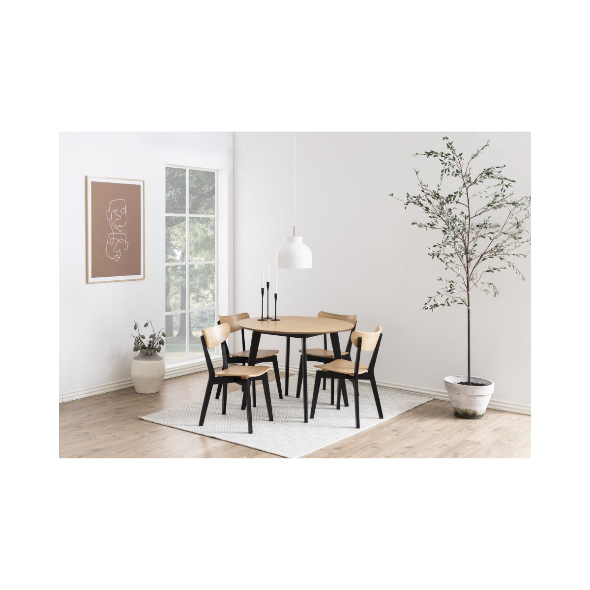 Masa de dining maro/negru din MDF furniruit Ø105 cm Roxby Actona