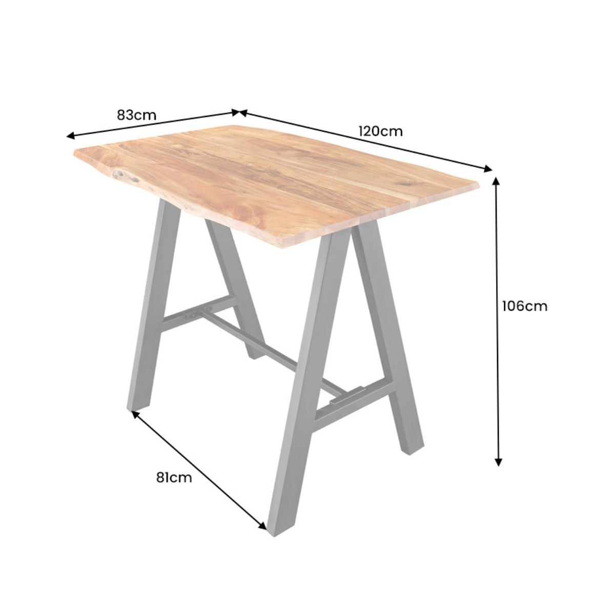 Masa de bar maro/negru 120 cm din lemn de acacia si metal Mammut Invicta
