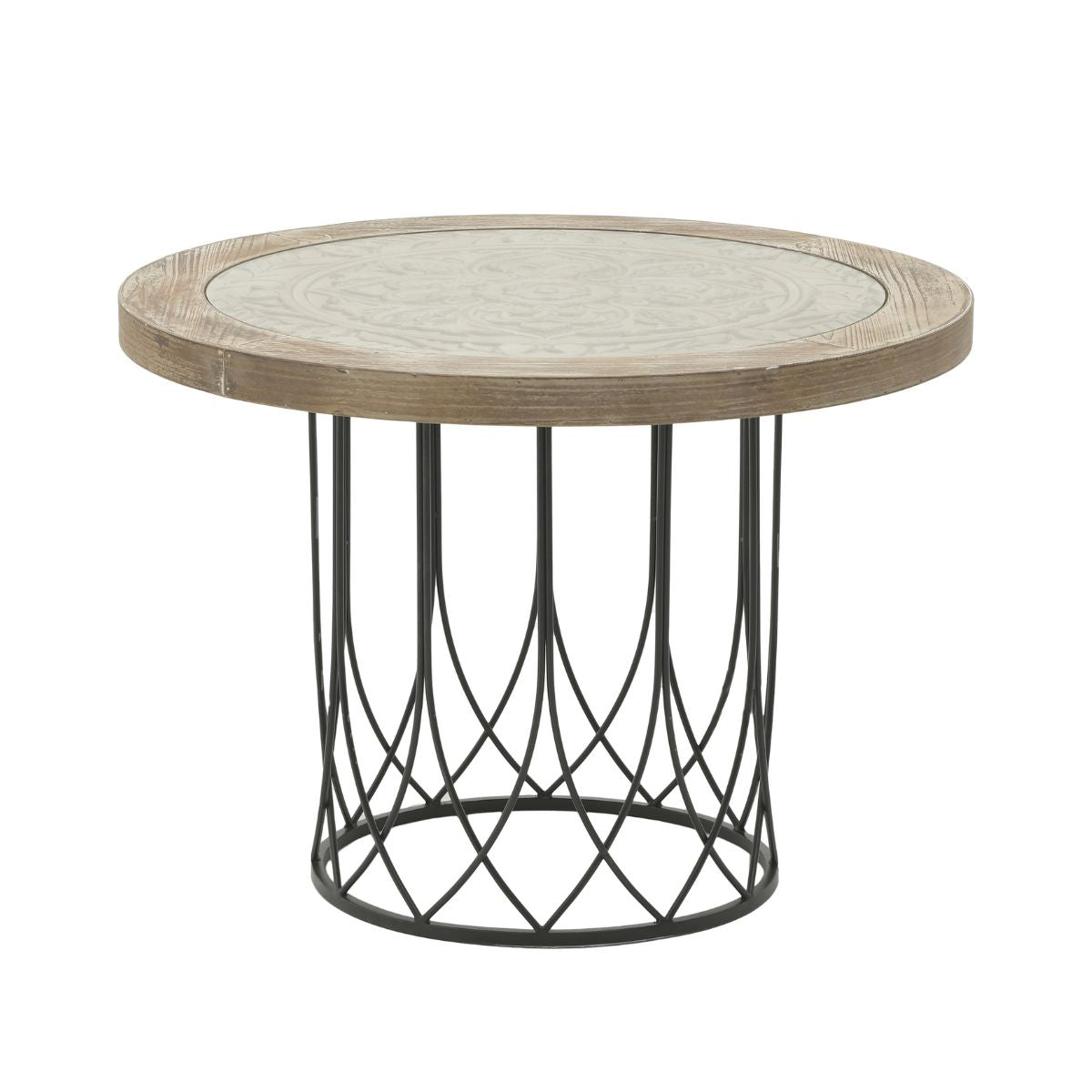 Masa de cafea maro/negru din lemn si metal Ø80Χ58 cm Exotique Inart