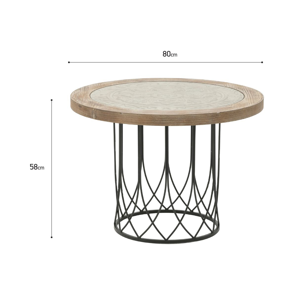 Masa de cafea maro/negru din lemn si metal Ø80Χ58 cm Exotique Inart