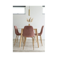 Masa de dining alb/maro din MDF si lemn de hevea 105 cm Vojens House Nordic