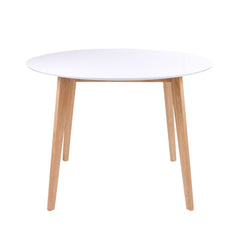 Masa de dining alb/maro din MDF si lemn de hevea 105 cm Vojens House Nordic