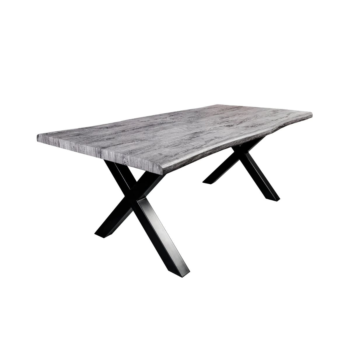 Masa de dining gri cu aspect de stejar Wild 160 cm Invicta, picioare in X, 1, hectarul.ro