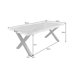 Masa de dining maro cu aspect de stejar, picioare in X Wild 160 cm