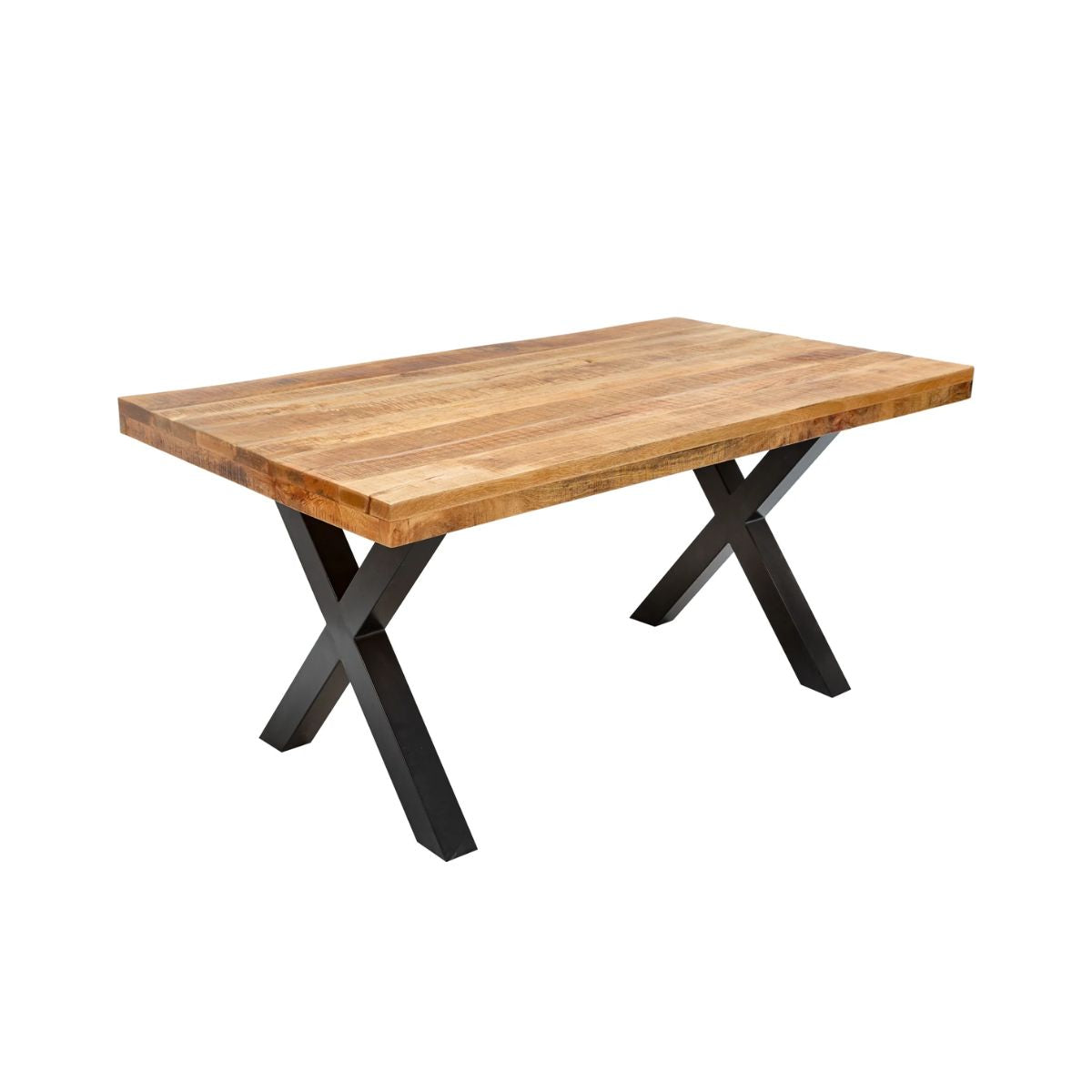 Masa de dining maro din lemn de mango Iron Craft 160 cm Invicta, cu picioare in X, 1, hectarul.ro