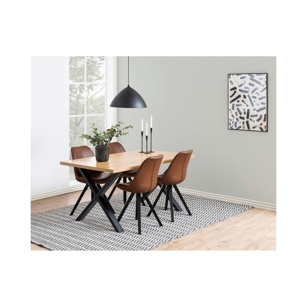 Masa de dining maro aspect stejar din MDF melaminat 160 cm Wales Actona