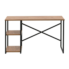 Masa de studiu cu 2 rafturi MDF bej, cadru din metal negru 120x60x70 cm