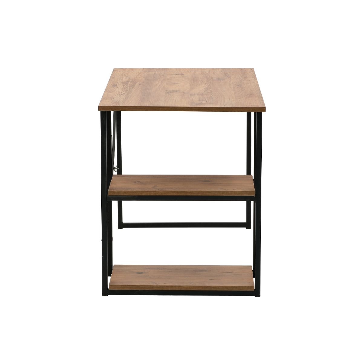 Masa de studiu cu 2 rafturi MDF bej, cadru din metal negru 120x60x70 cm, 4, hectarul.ro