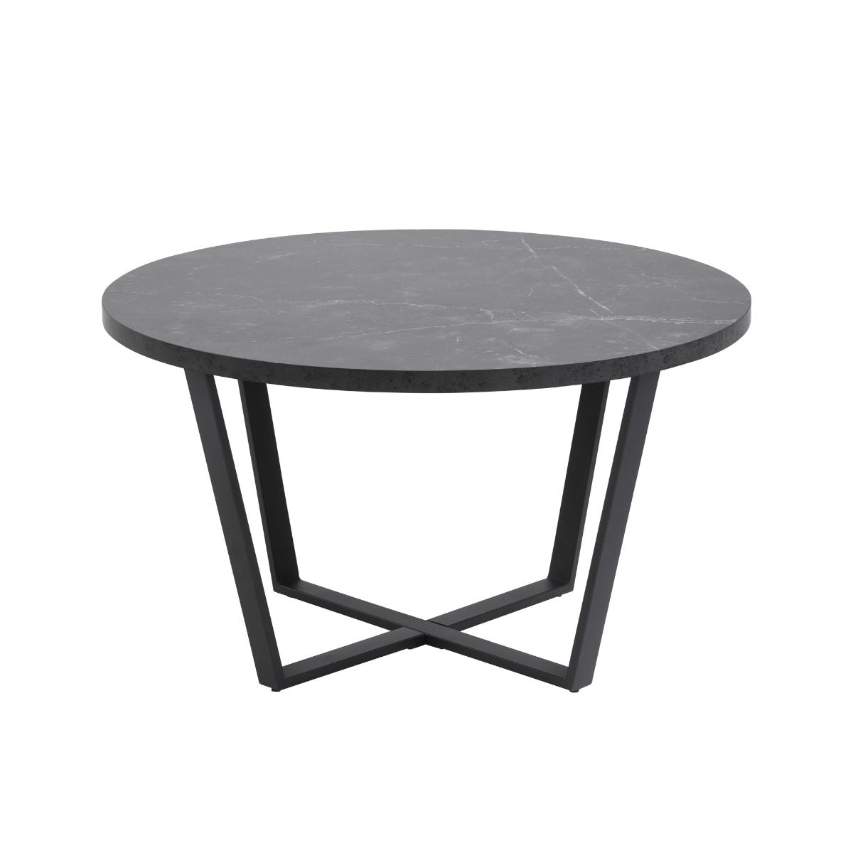 Masuta de cafea, neagra, din MDF melaminat si otel, Ø77 cm, Amble Actona