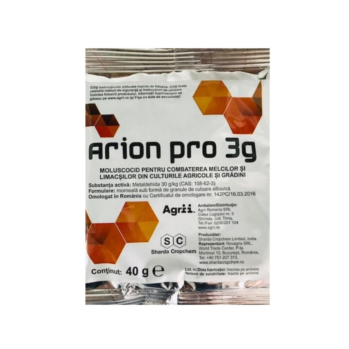 Moluscocide Pentru melci cu si fara cochilie, limacsi ARION PRO 3G  40 g, 1, hectarul.ro