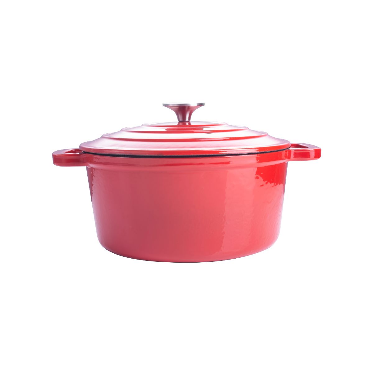 Oala din fonta emailata, cu capac, Ferro Eco Magefesa, 26 cm, 5 l, rosie, 1, hectarul.ro