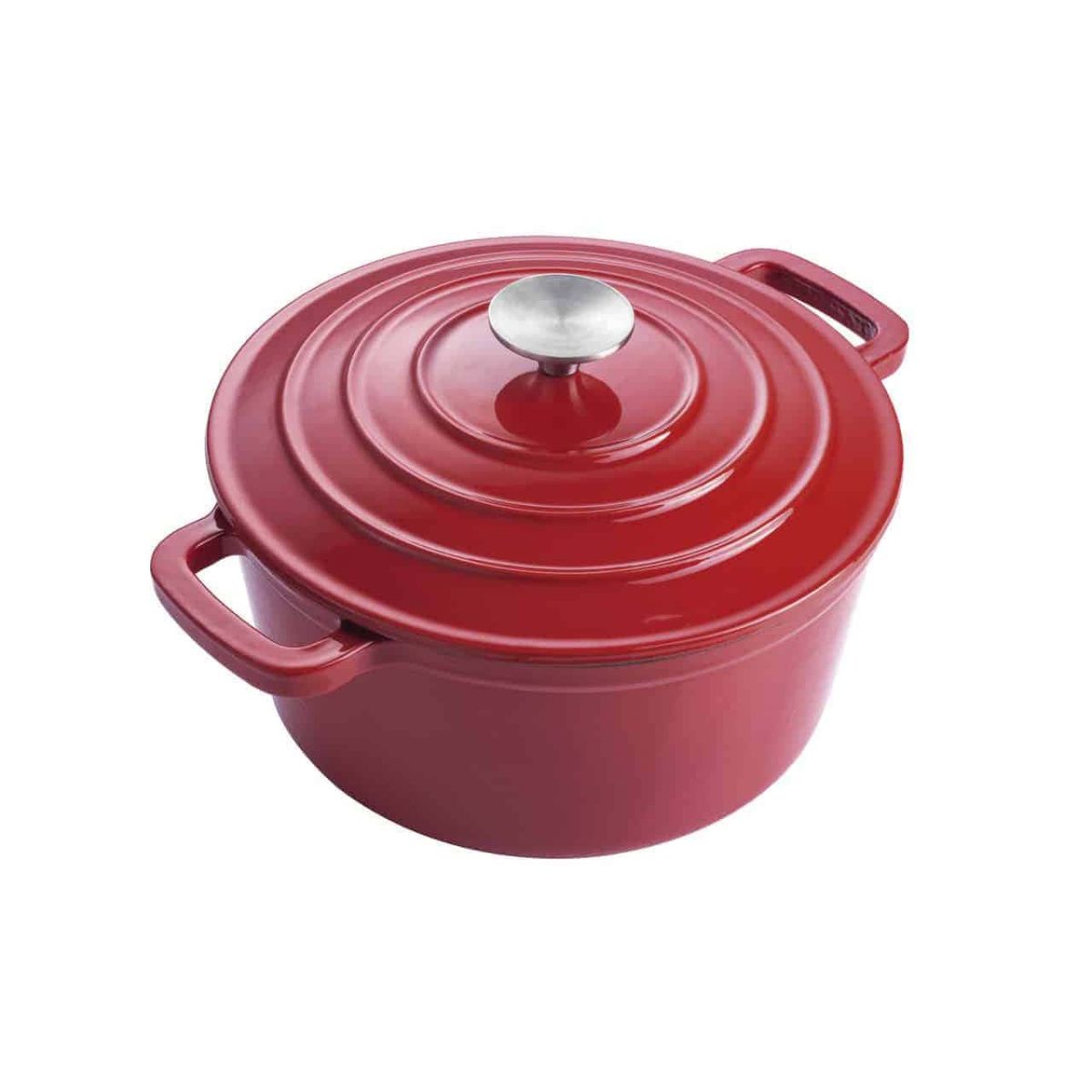 Oala din fonta emailata, cu capac, Ferro Eco Magefesa, 26 cm, 5 l, rosie, 2, hectarul.ro