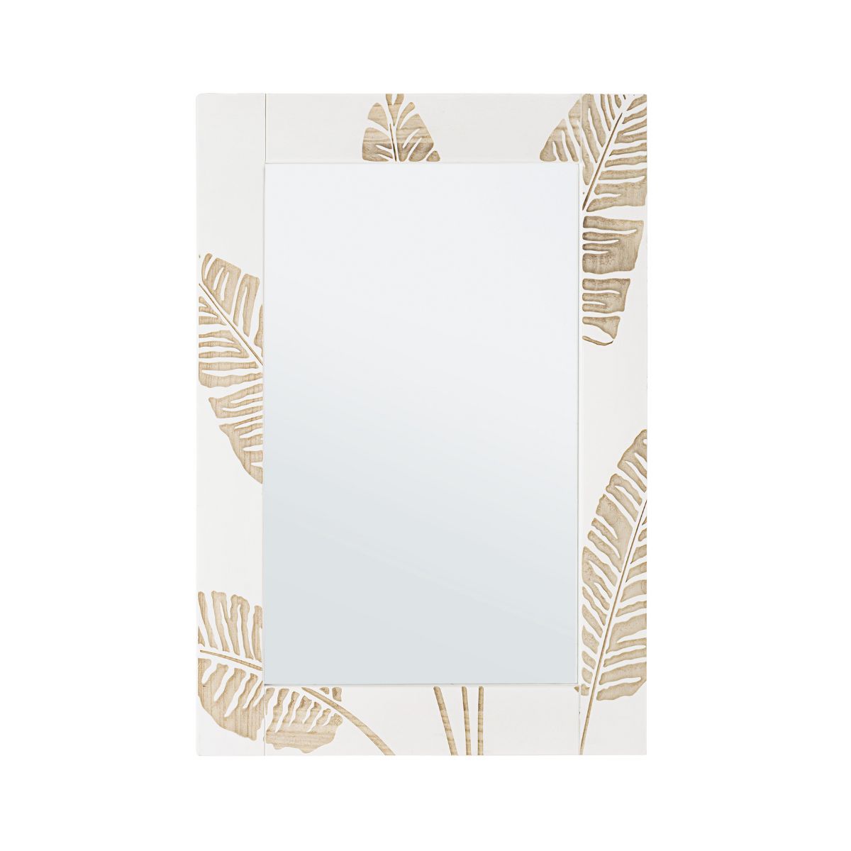 Oglinda alb/maro din lemn, MDF si sticla 76x54 cm Folium Bizzotto, 1, hectarul.ro