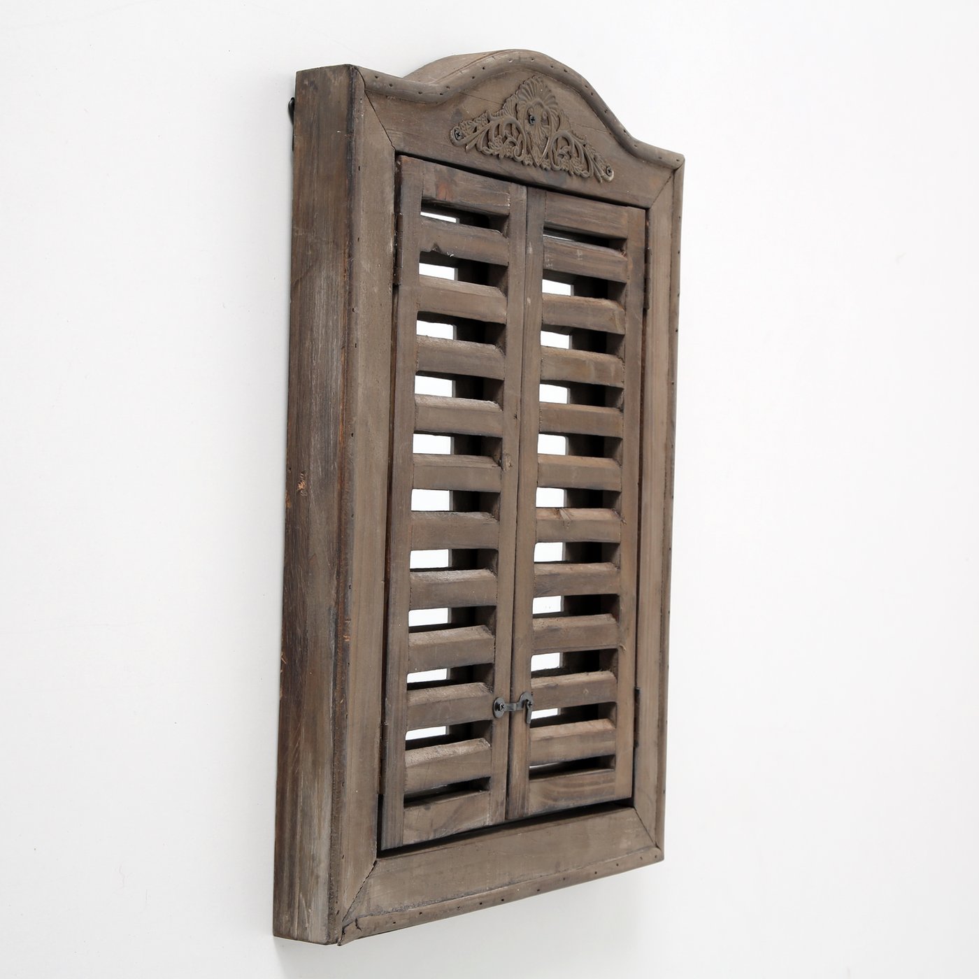 Oglinda de perete maro din lemn, 31x45 cm, Fensterladen Boltze, 6, hectarul.ro