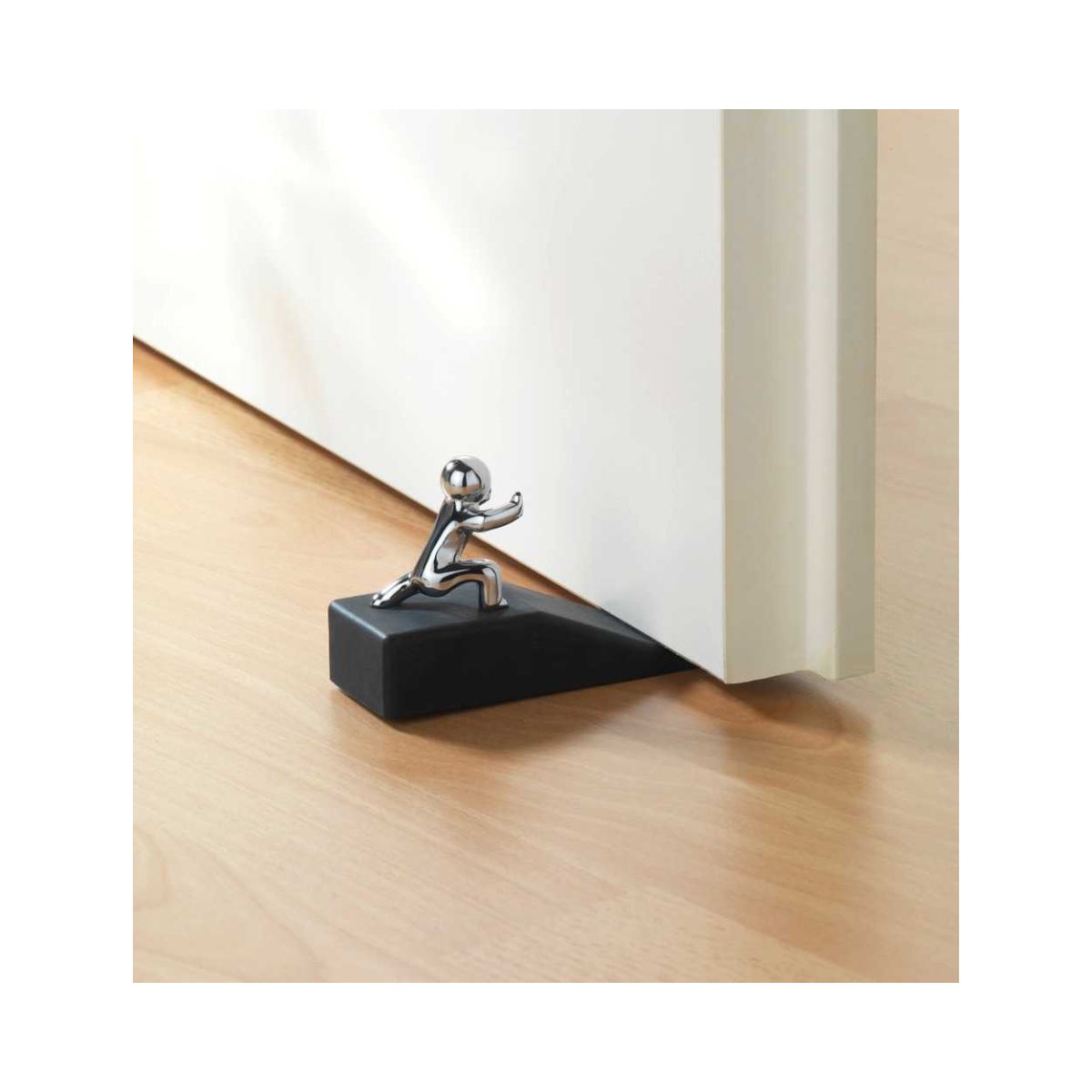 Opritor de usa negru/argintiu din cauciuc si otel cromat Herkules Wenko, 3, hectarul.ro