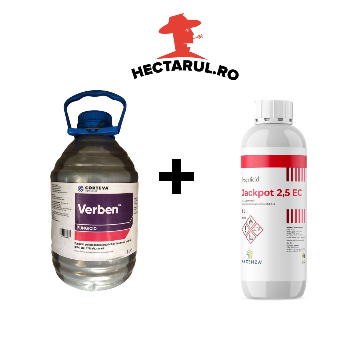 Pachet tratament cereale paioase, 5 HA, cu fungicid si insecticid, VERBEN + JACKPOT