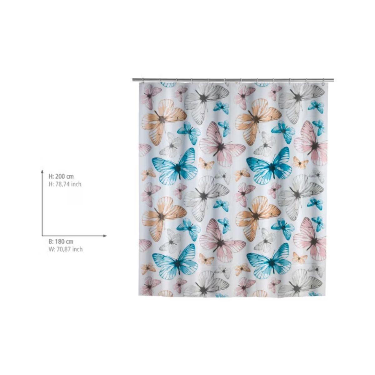 Perdea de dus din plastic 180x200 cm Butterfly Wenko