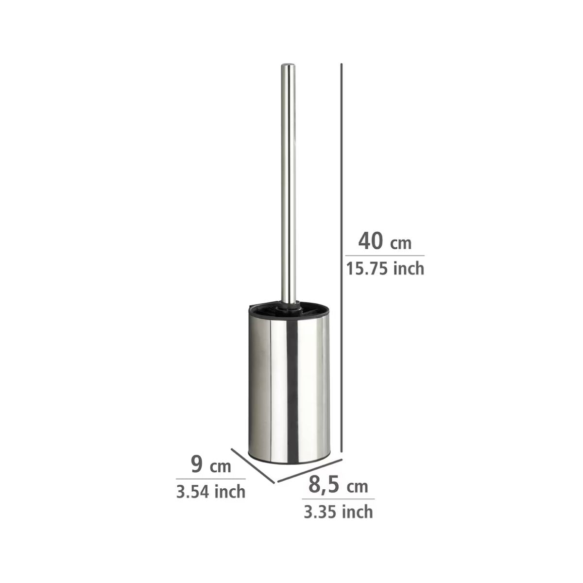 Perie de toaleta cu suport de perete argintiu din inox, 40 cm, Turbo-Loc Detroit Wenko