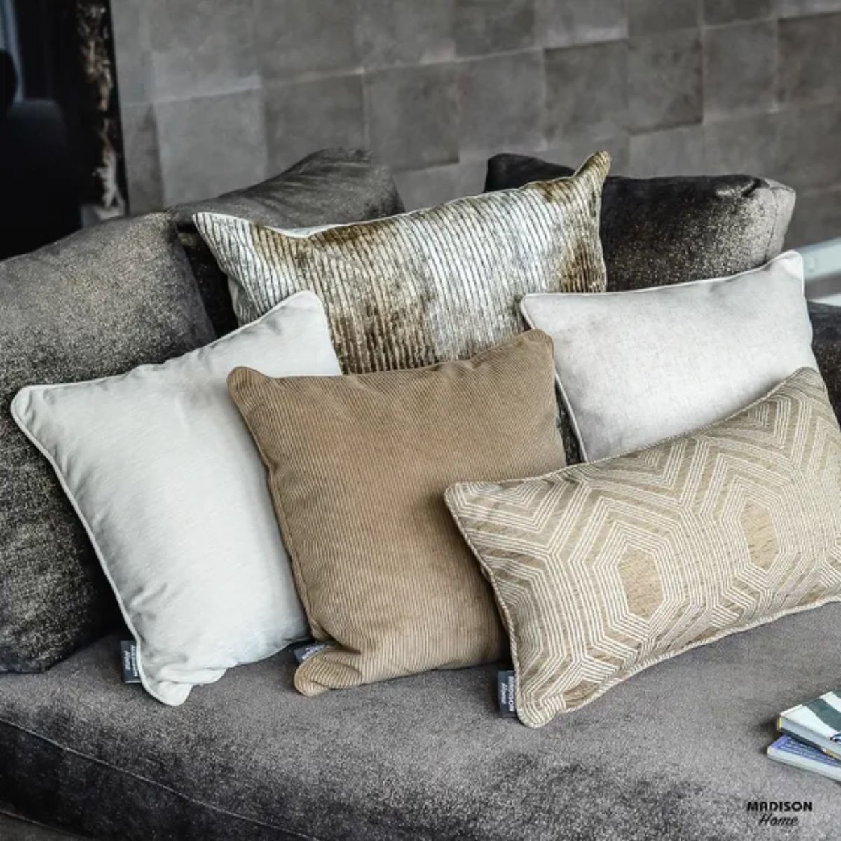 Perna decorativa bej natural 60x60 cm Fano Madison, 3, hectarul.ro