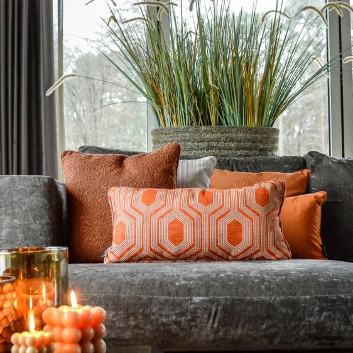 Perna decorativa portocaliu terra 45x45 cm Cosa Madison, 5, hectarul.ro