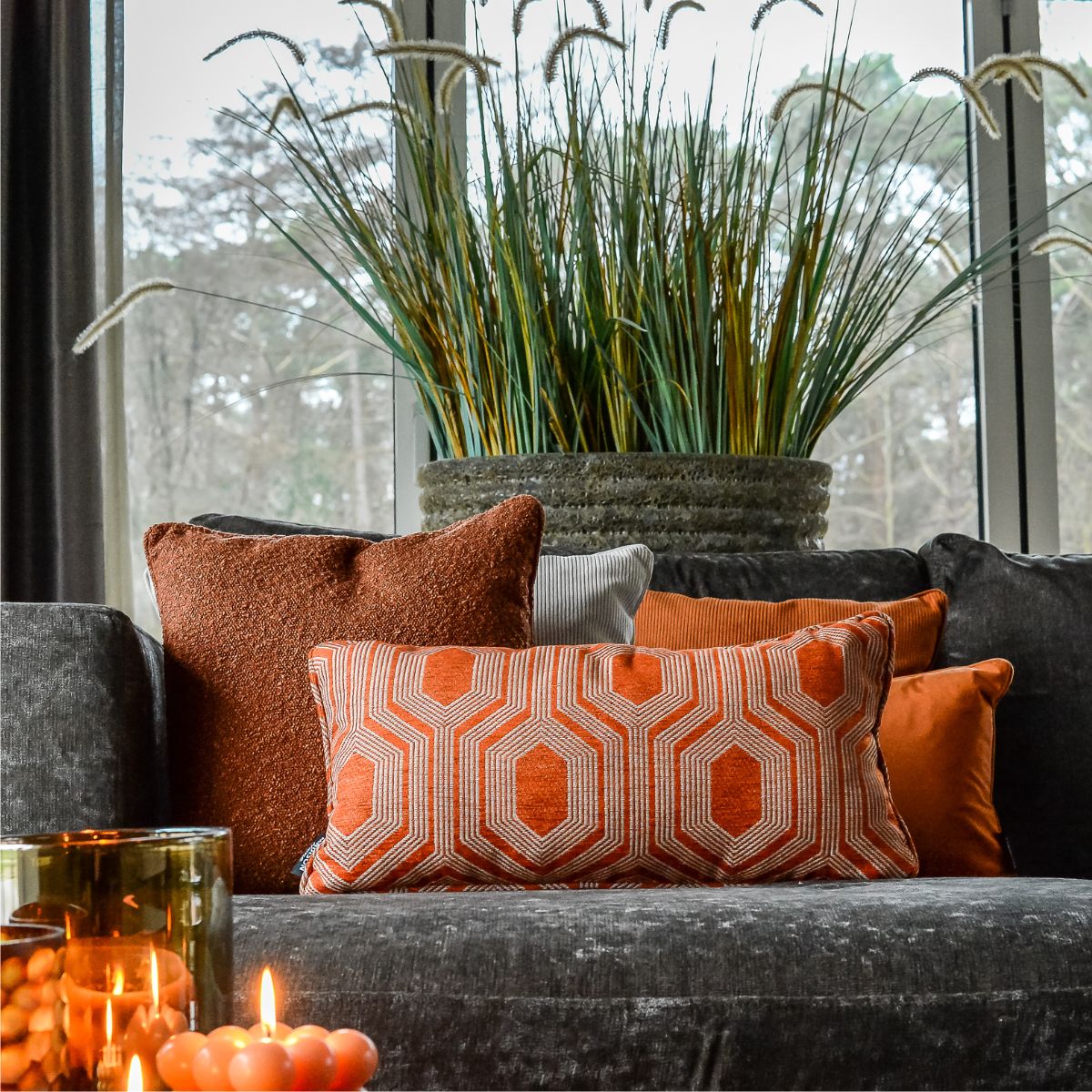 Perna decorativa portocaliu terra 60x30 cm Boston Madison, 6, hectarul.ro