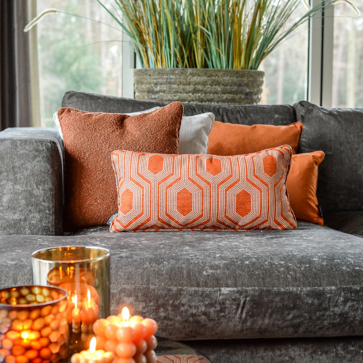 Perna decorativa portocaliu terra 60x30 cm Boston Madison, 7, hectarul.ro