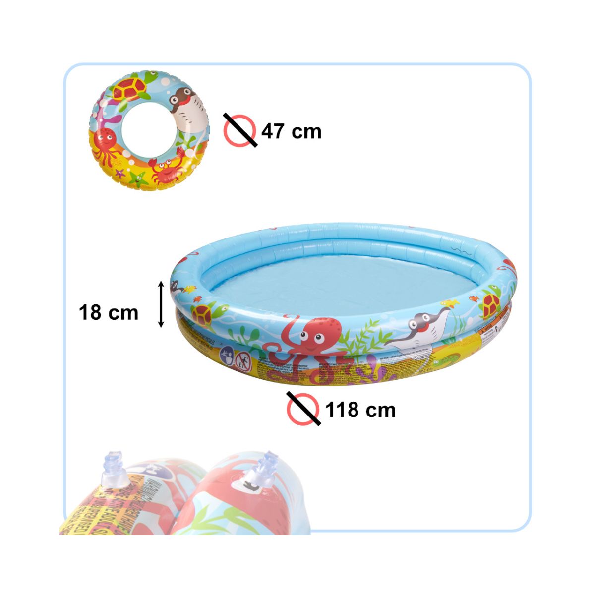 Piscina pentru copii cu minge de plaja si colac