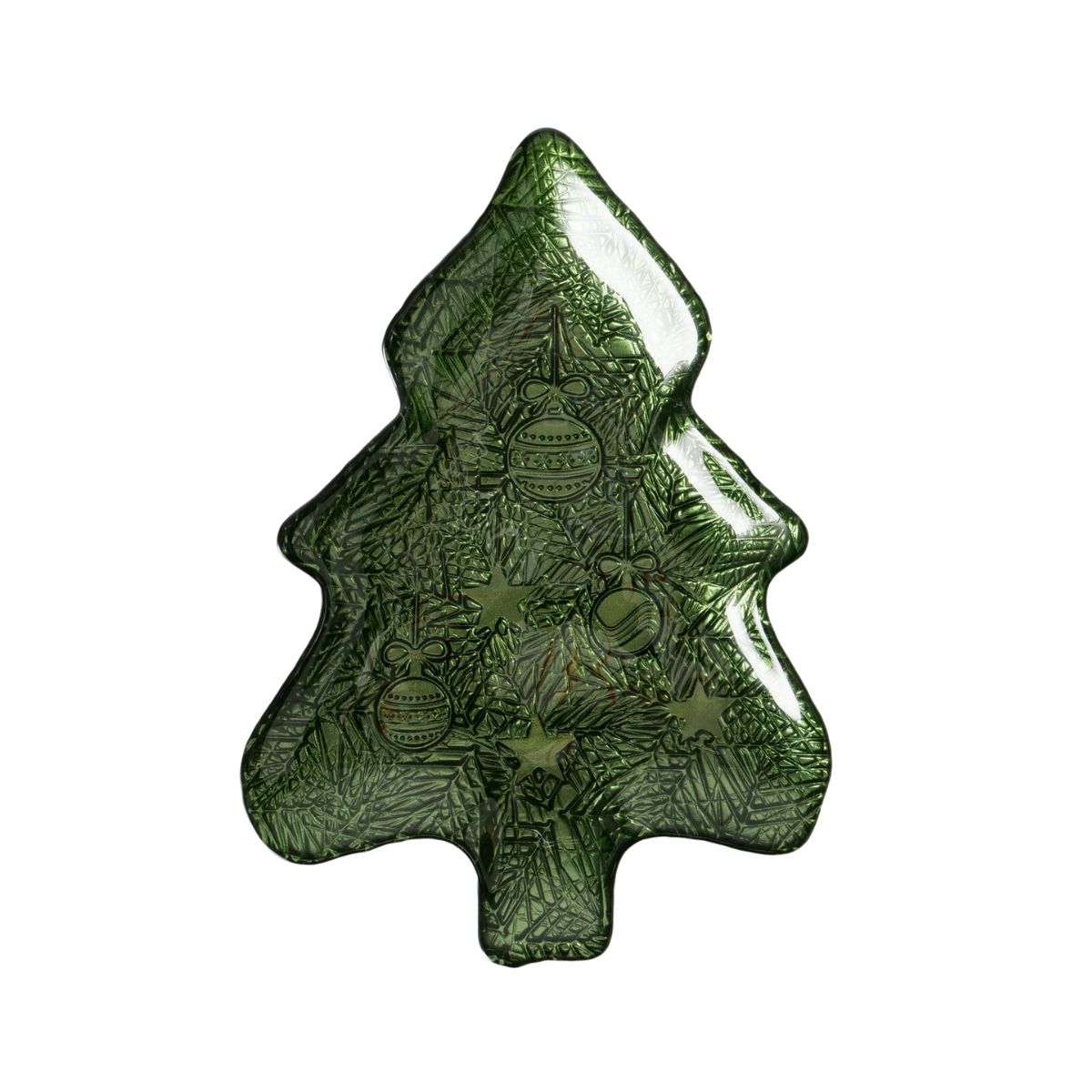 Platou de servire 30,5 cm verde din sticla Craciun Arian Boltze, 6, hectarul.ro