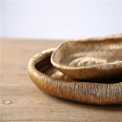 Platou decorativ auriu din polirasina 40.5 cm Leaf & Satin Yazhi