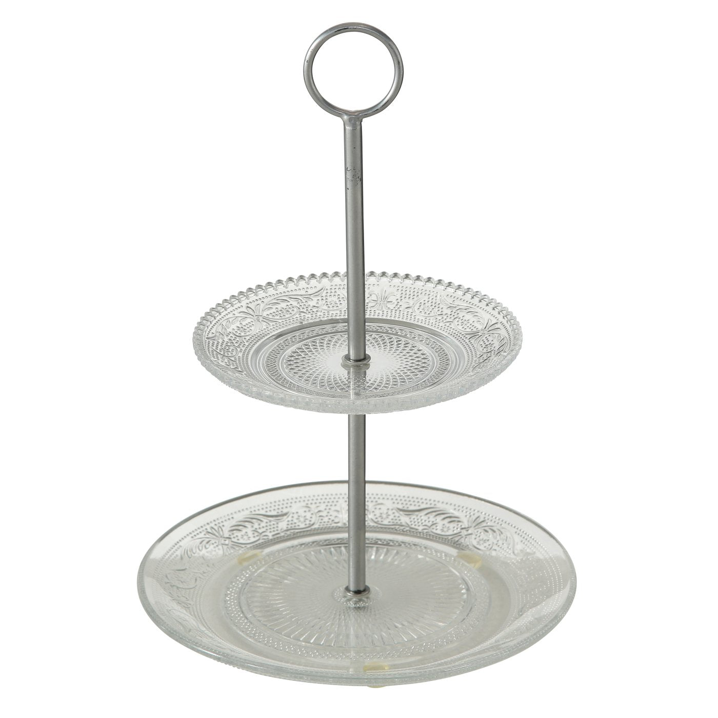 Platou de servire etajat, transparent, din sticla, Relief Boltze, 1, hectarul.ro
