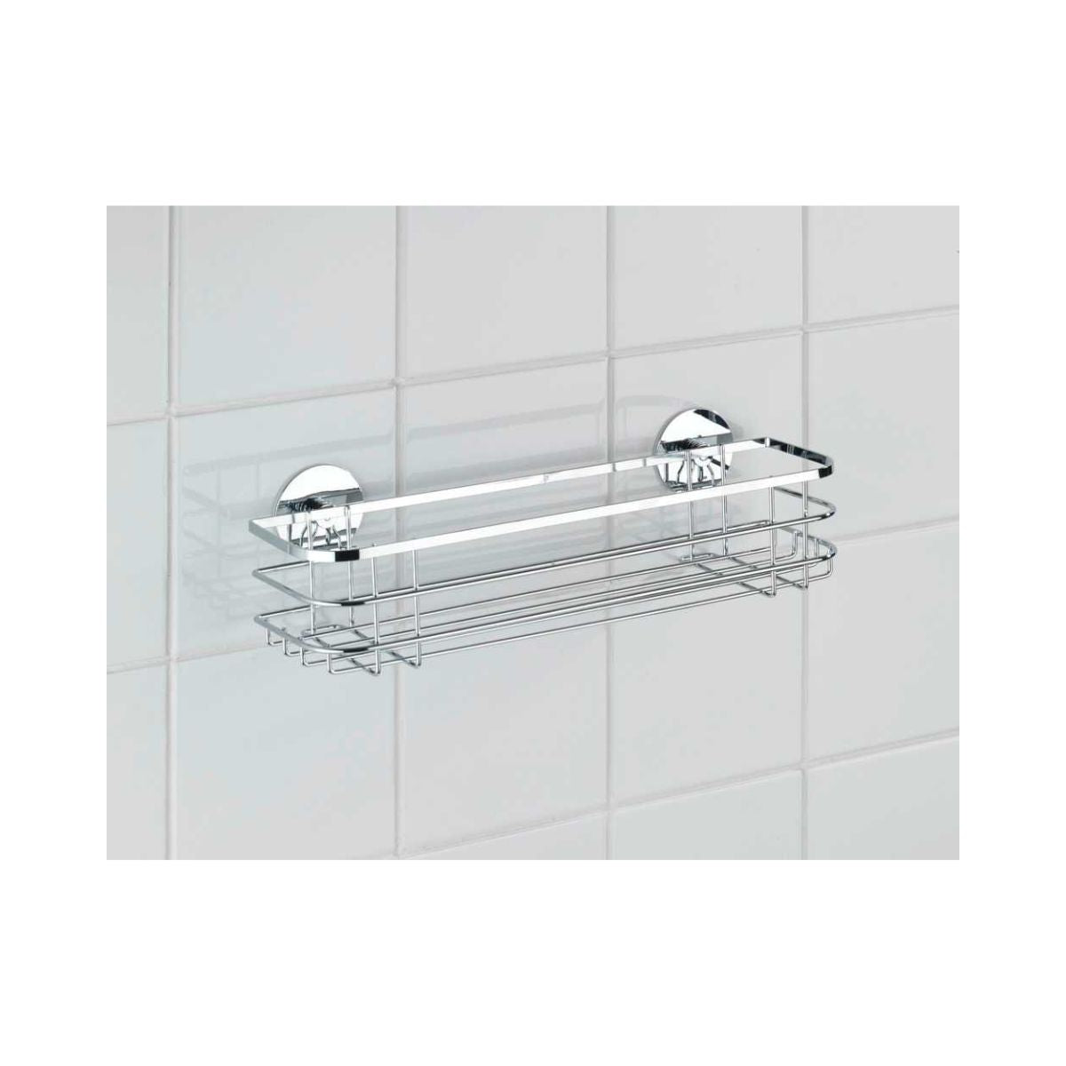 Polita argintie din inox pentru accesorii de baie 38 x 11 x 10,5 cm Maxi Wenko