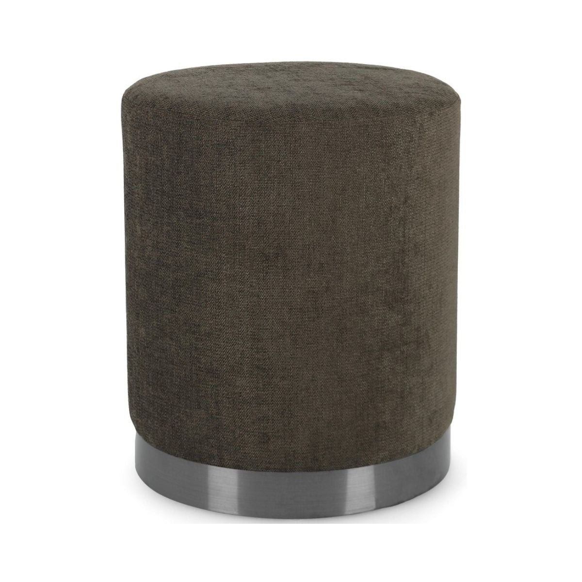 Pouf maro din tesatura poliester, lemn de pin si MDF Ø 35 cm Ernestine Bizzotto