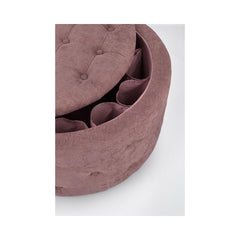 Pouf roz vintage din tesatura poliester, lemn de pin si MDF Ø 70 cm, Ernestine Bizzotto