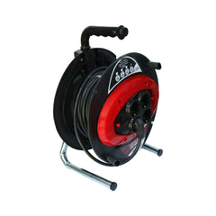 Prelungitor cablu electric pe tambur 50 metri, cu maner, 4 prize, 3 fire x 2.5mm