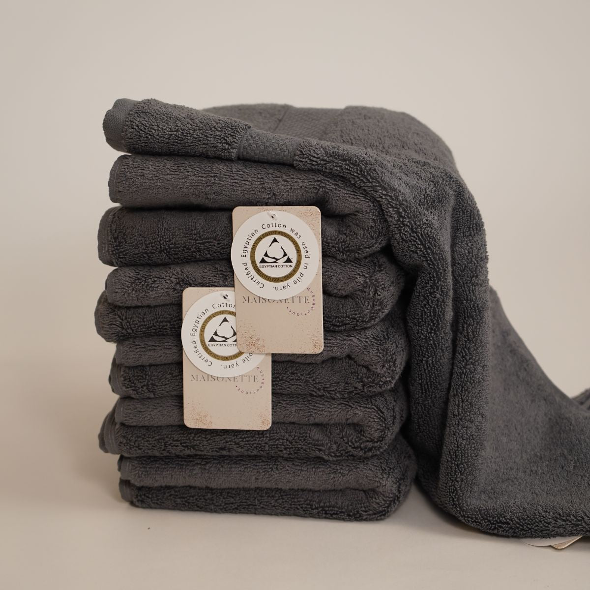 Prosop de baie din bumbac 100%, 41x76 cm, Densitate 650 gr/m², Maisonette Loft, gri charcoal