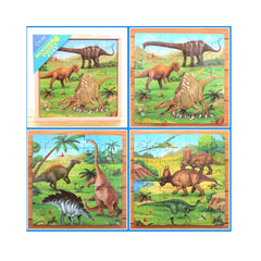 Puzzle 3 in 1 din lemn in cutie cu tematica - Dinozauri, WD 9002D