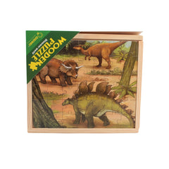 Puzzle 3 in 1 din lemn in cutie cu tematica - Dinozauri, WD 9002D
