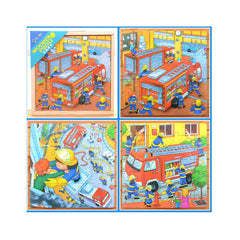 Puzzle 3 in 1 din lemn in cutie cu tematica - Pompieri, WD 9002F